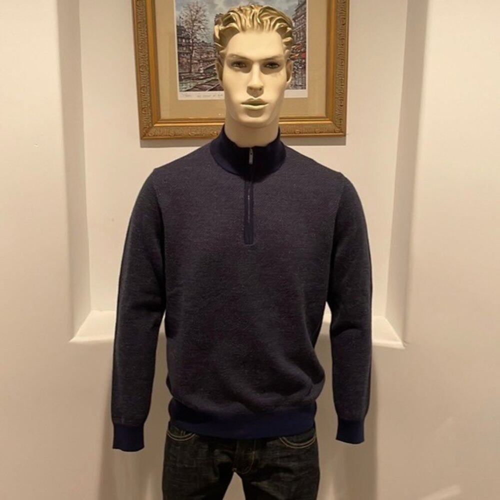 Toscano 1/4 Zip Men’s Sweater Shirt Blue Size M Brand New With Tag
